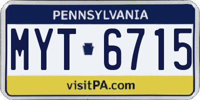 PA license plate MYT6715