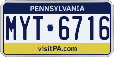 PA license plate MYT6716