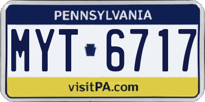 PA license plate MYT6717