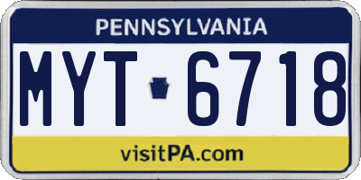 PA license plate MYT6718