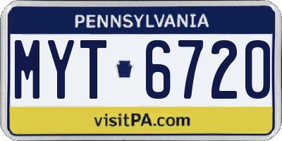 PA license plate MYT6720