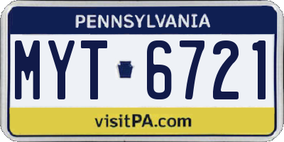 PA license plate MYT6721