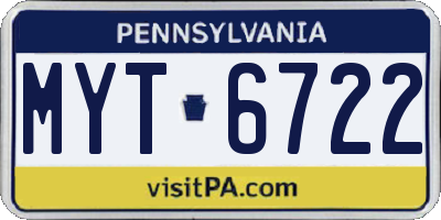 PA license plate MYT6722