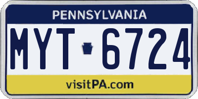 PA license plate MYT6724