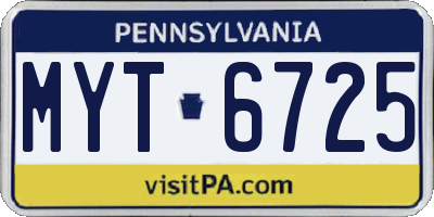 PA license plate MYT6725