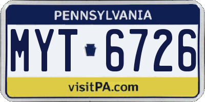 PA license plate MYT6726