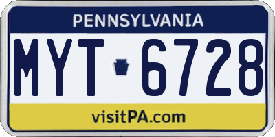 PA license plate MYT6728