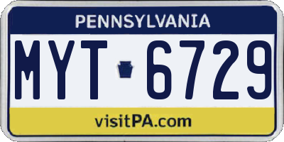 PA license plate MYT6729