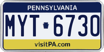 PA license plate MYT6730