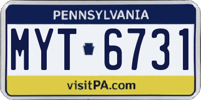 PA license plate MYT6731