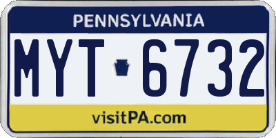 PA license plate MYT6732