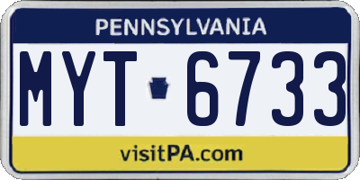 PA license plate MYT6733
