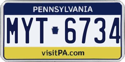 PA license plate MYT6734