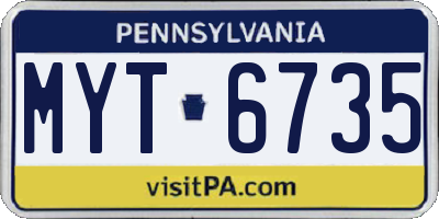 PA license plate MYT6735