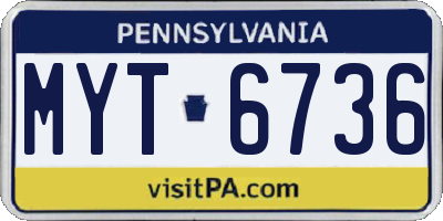 PA license plate MYT6736