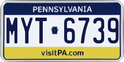 PA license plate MYT6739