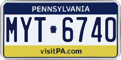 PA license plate MYT6740