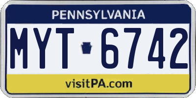 PA license plate MYT6742