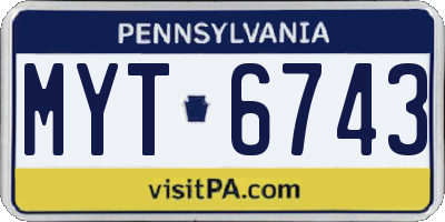 PA license plate MYT6743