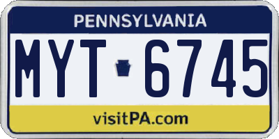 PA license plate MYT6745