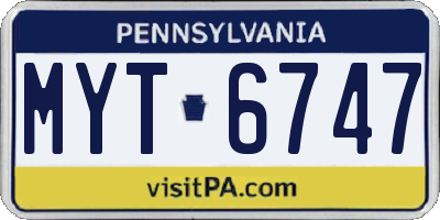 PA license plate MYT6747