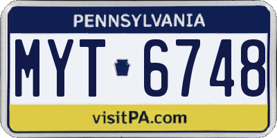 PA license plate MYT6748