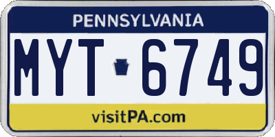 PA license plate MYT6749