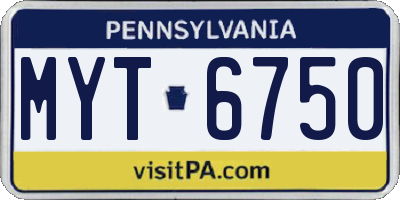 PA license plate MYT6750