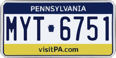 PA license plate MYT6751