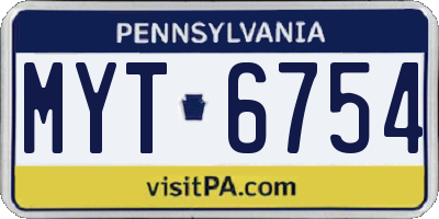 PA license plate MYT6754