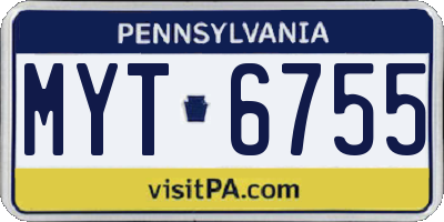 PA license plate MYT6755