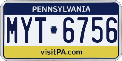PA license plate MYT6756