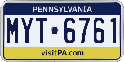 PA license plate MYT6761