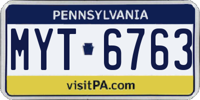 PA license plate MYT6763