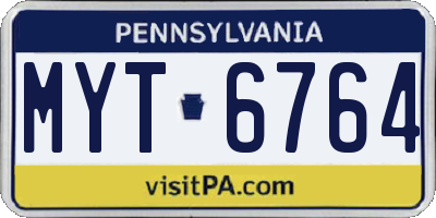 PA license plate MYT6764