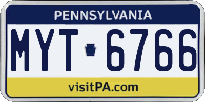 PA license plate MYT6766