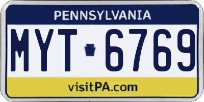 PA license plate MYT6769