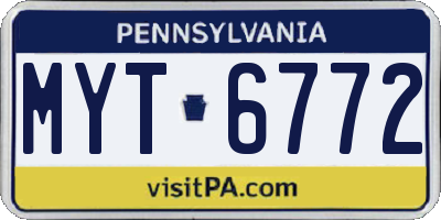 PA license plate MYT6772