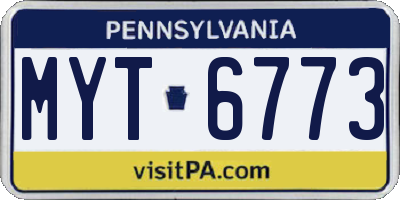 PA license plate MYT6773