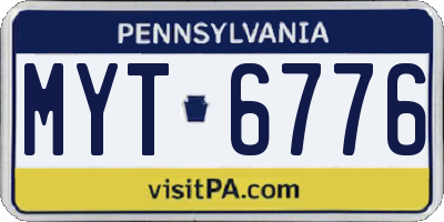 PA license plate MYT6776