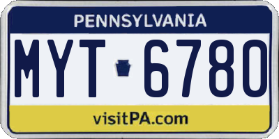 PA license plate MYT6780