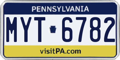 PA license plate MYT6782
