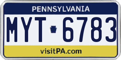 PA license plate MYT6783