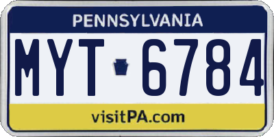 PA license plate MYT6784