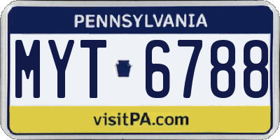 PA license plate MYT6788