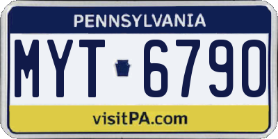 PA license plate MYT6790