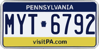 PA license plate MYT6792