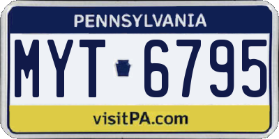 PA license plate MYT6795
