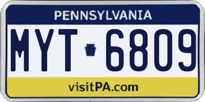 PA license plate MYT6809