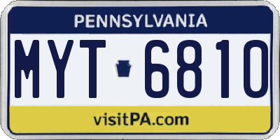 PA license plate MYT6810